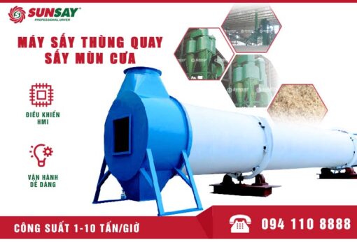 Máy sấy mùn cưa công nghệ sấy thùng quay